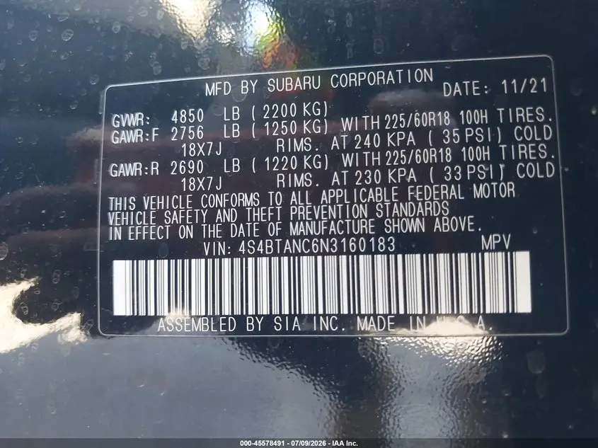 2022 SUBARU OUTBACK LIMITED