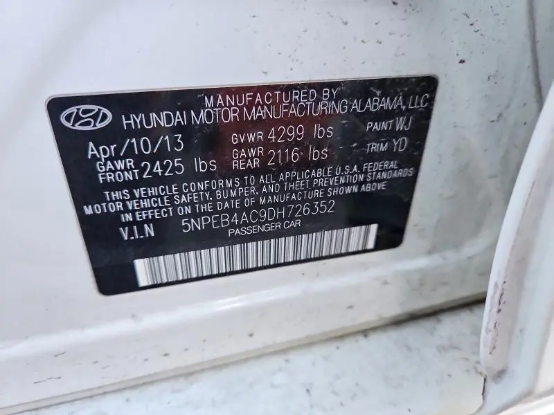 2013 HYUNDAI SONATA GLS  