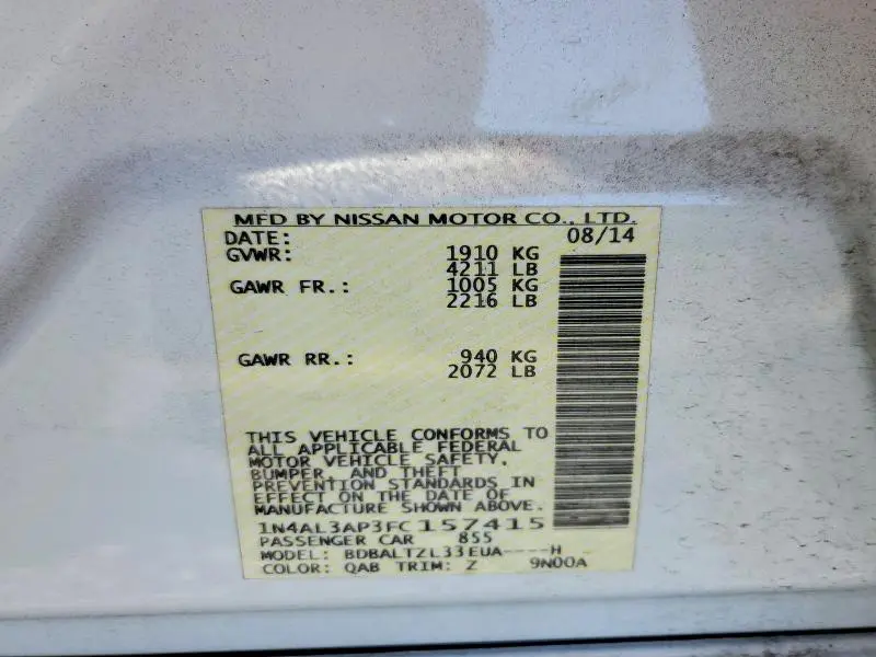 2015 NISSAN ALTIMA 2.5 SL  