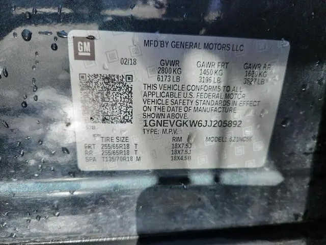 2018 CHEVROLET TRAVERSE LT  