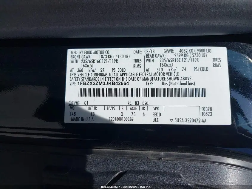 2018 FORD TRANSIT-350 XL/XLT
