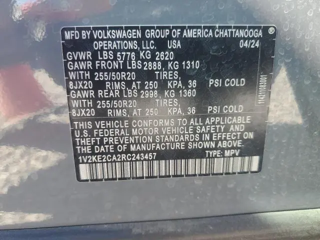 2024 VOLKSWAGEN ATLAS CROSS SPORT SE  