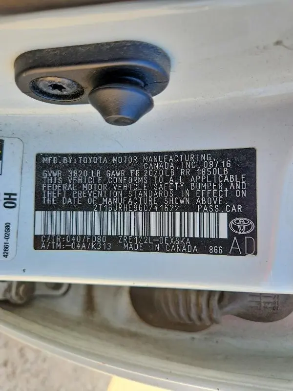 2016 TOYOTA COROLLA LE  
