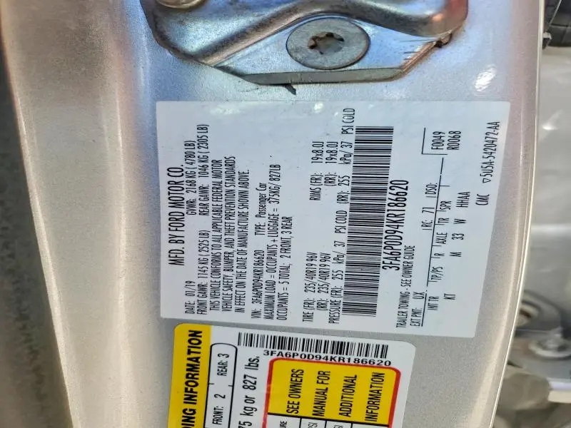 2019 FORD FUSION TITANIUM  