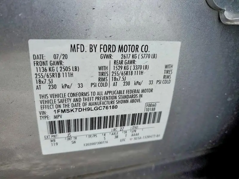 2020 FORD EXPLORER XLT  