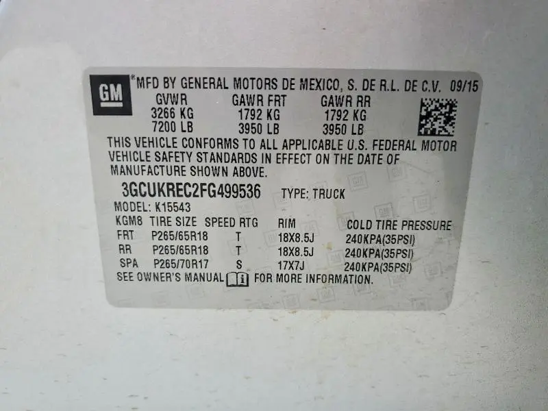 2015 CHEVROLET SILVERADO K1500 LT  