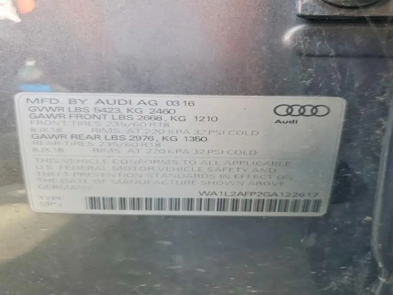 2016 AUDI Q5 PREMIUM PLUS  