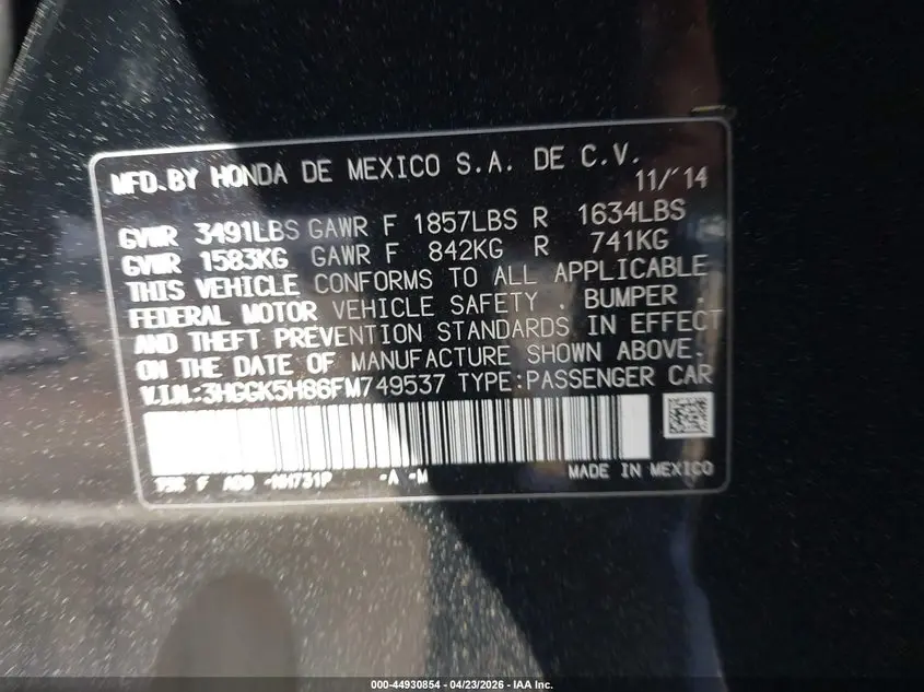 2015 HONDA FIT EX/EX-L