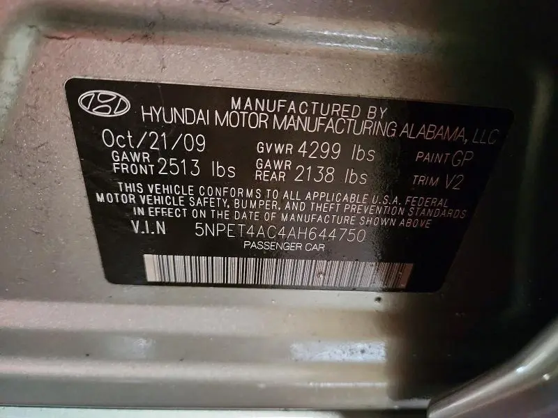 2010 HYUNDAI SONATA GLS  