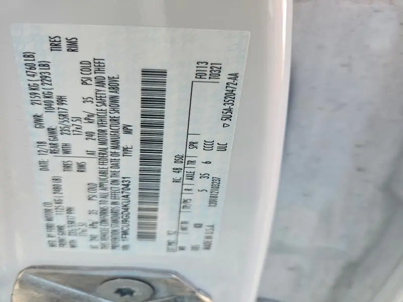 2019 FORD ESCAPE SE  