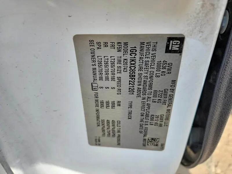 2011 CHEVROLET SILVERADO K2500 HEAVY DUTY LT  