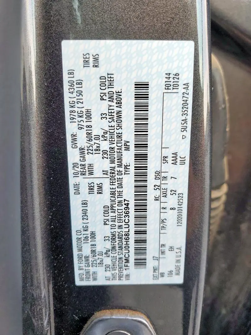 2020 FORD ESCAPE SEL  