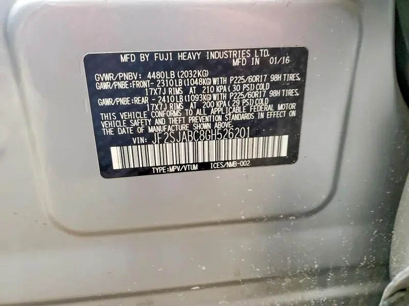 2016 SUBARU FORESTER 2.5I  