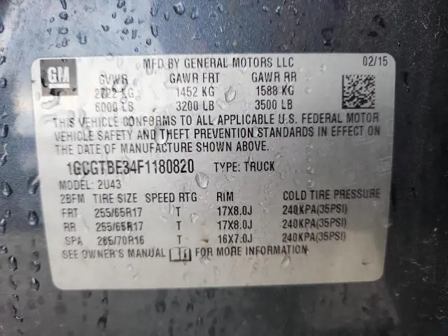 2015 CHEVROLET COLORADO LT  