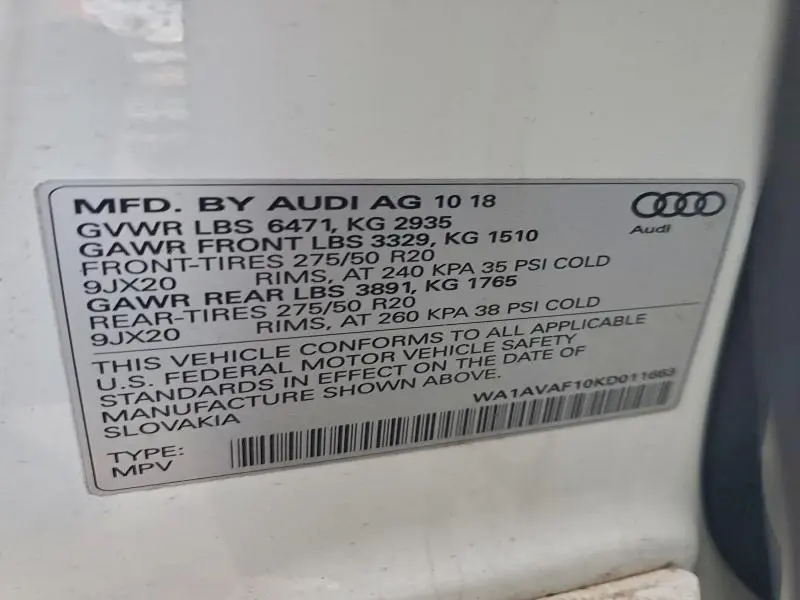 2019 AUDI Q8 PREMIUM  