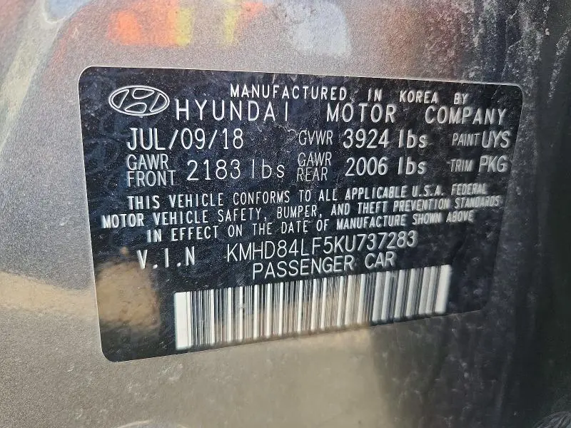 2019 HYUNDAI ELANTRA SEL  