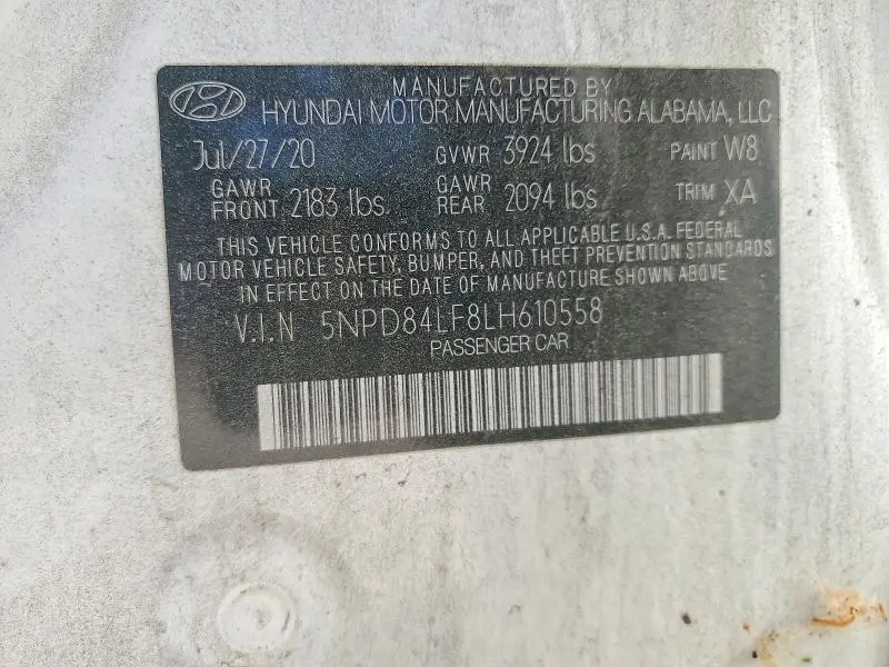 2020 HYUNDAI ELANTRA SEL  