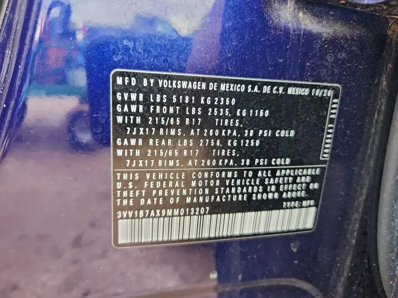 2021 VOLKSWAGEN TIGUAN S  