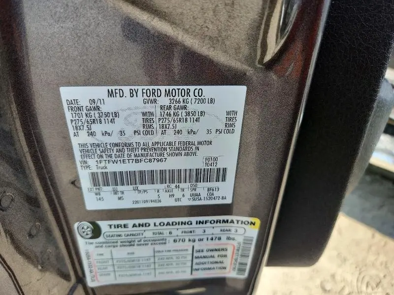 2011 FORD F150 SUPERCREW  