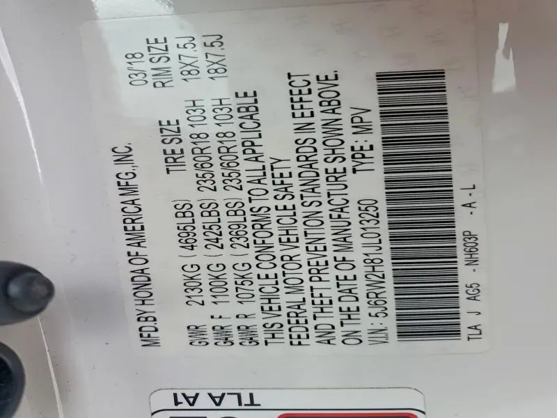 2018 HONDA CR-V EXL  