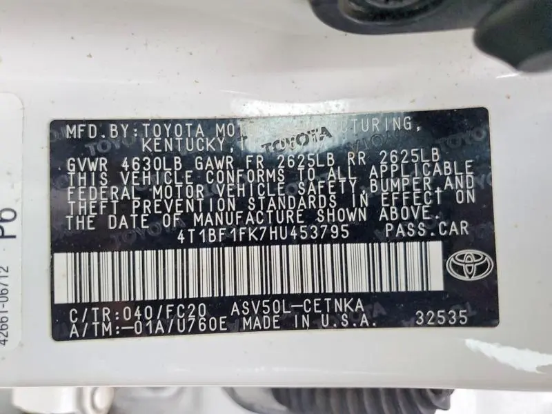 2017 TOYOTA CAMRY LE  
