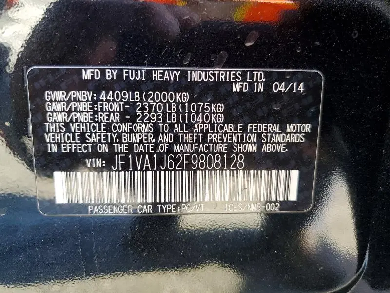 2015 SUBARU WRX   
