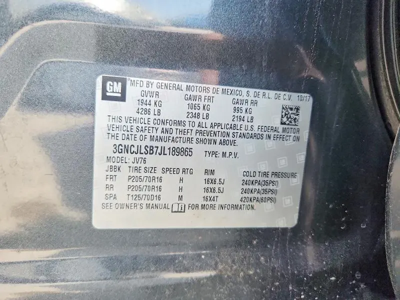 2018 CHEVROLET TRAX 1LT  
