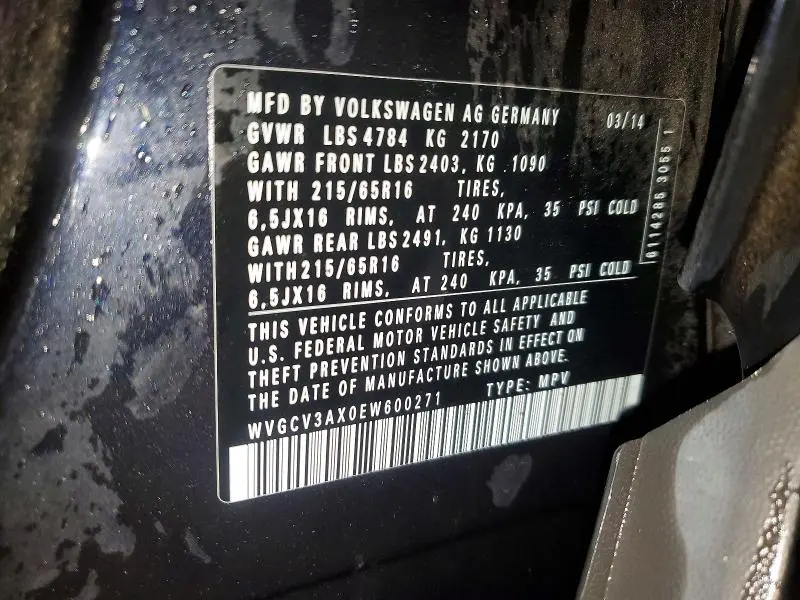 2014 VOLKSWAGEN TIGUAN S  
