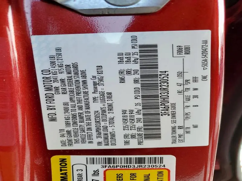 2018 FORD FUSION SE  