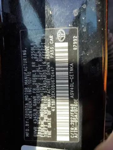2011 TOYOTA CAMRY BASE