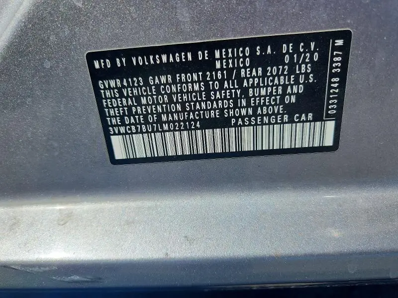2020 VOLKSWAGEN JETTA S  
