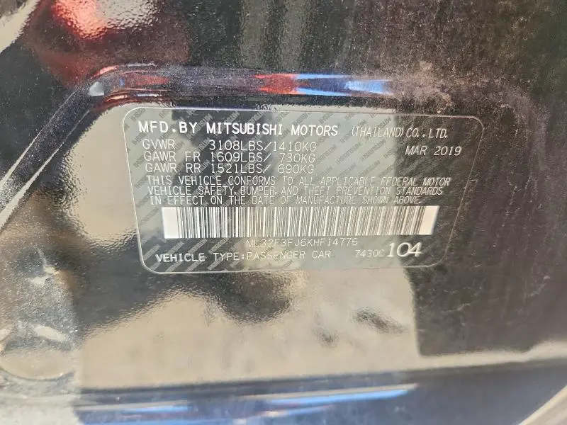 2019 MITSUBISHI MIRAGE G4 ES  