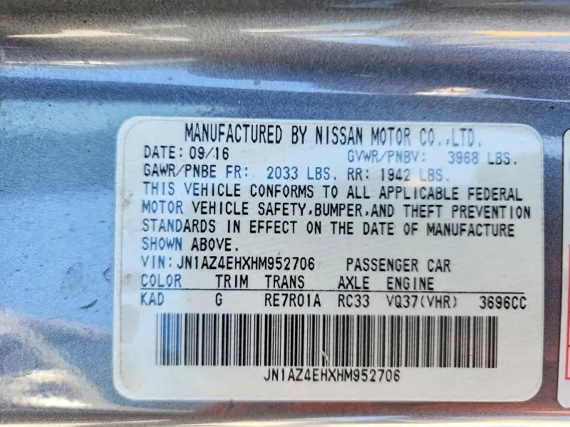 2017 NISSAN 370Z BASE  