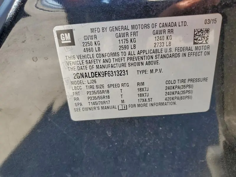 2015 CHEVROLET EQUINOX LTZ  