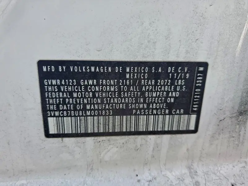 2020 VOLKSWAGEN JETTA S  