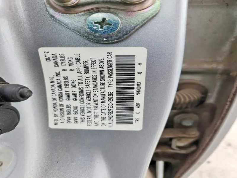 2012 HONDA CIVIC LX  