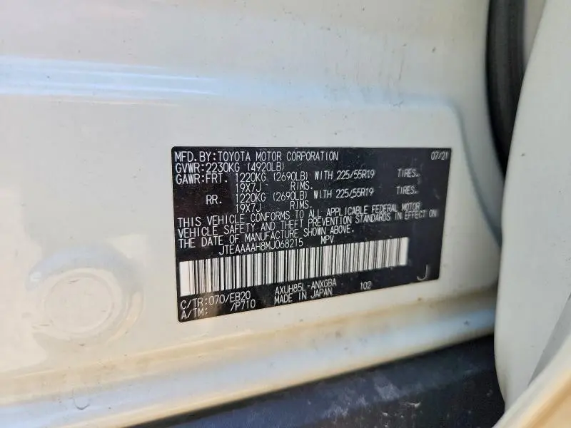 2021 TOYOTA VENZA XLE  