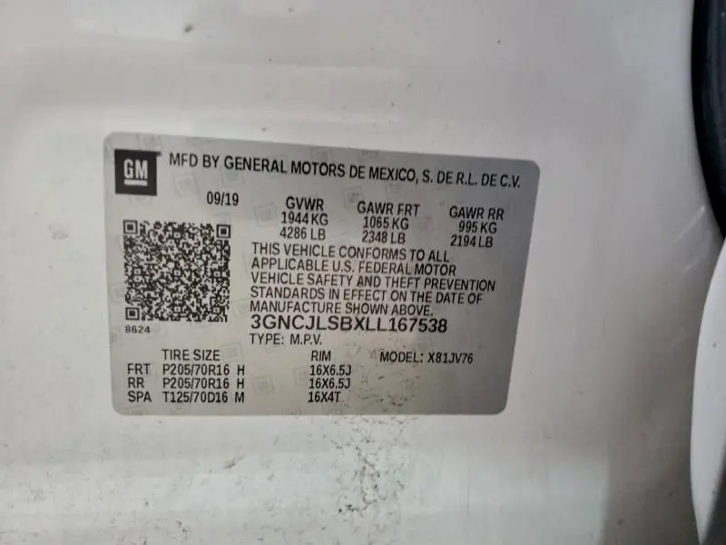 2020 CHEVROLET TRAX 1LT  