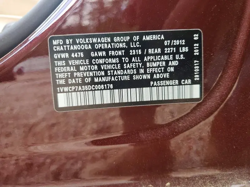 2013 VOLKSWAGEN PASSAT SEL  