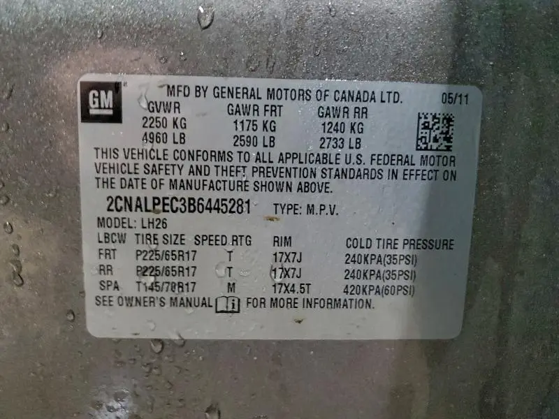 2011 CHEVROLET EQUINOX LT  