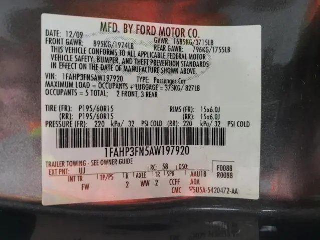 2010 FORD FOCUS SE  