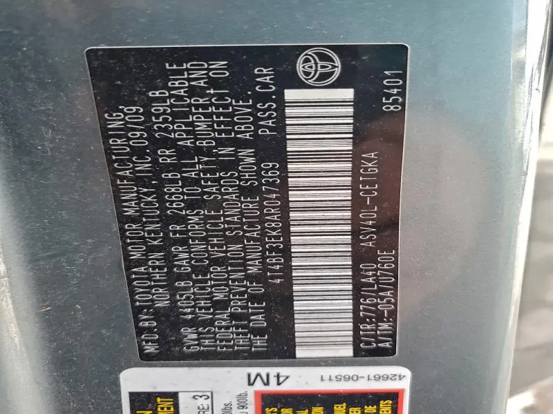 2010 TOYOTA CAMRY BASE  