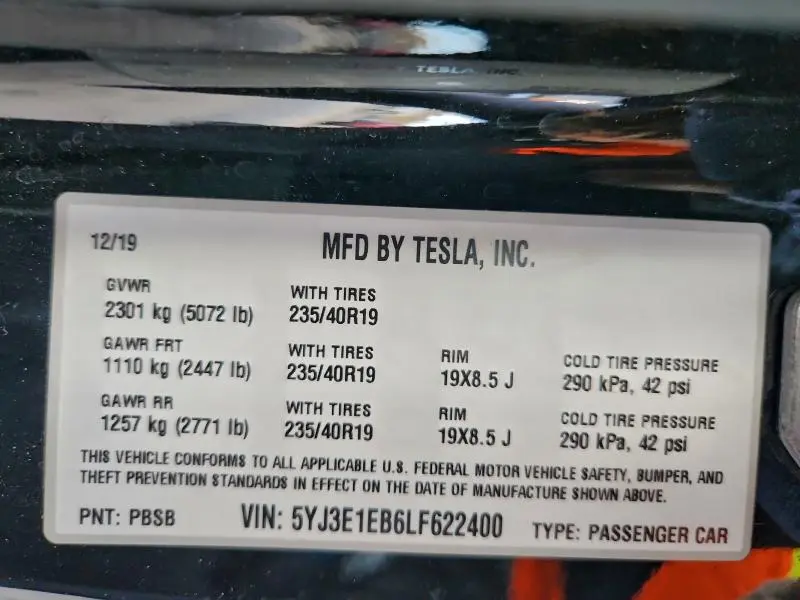 2020 TESLA MODEL 3   