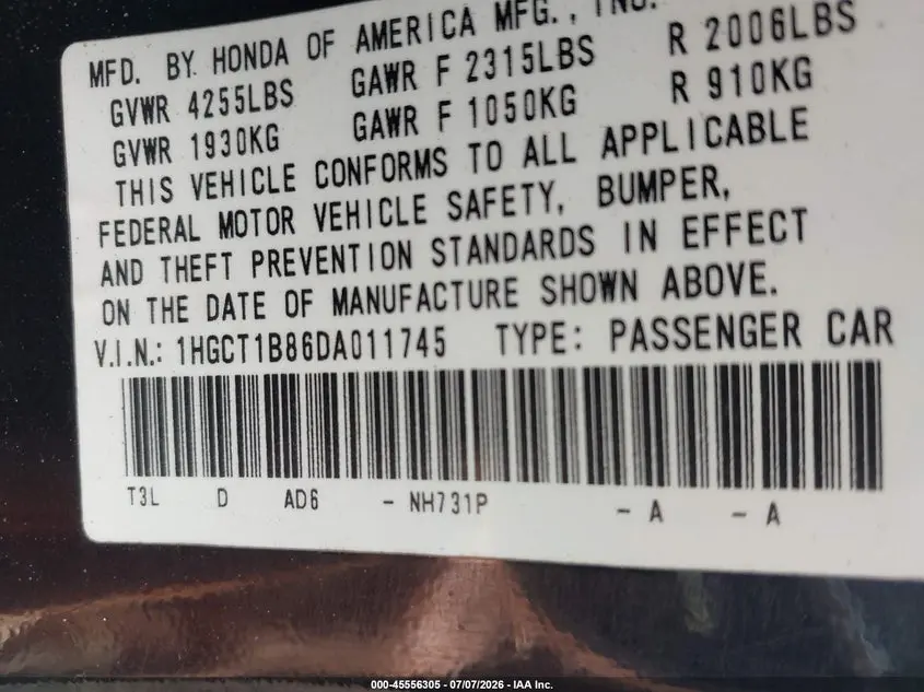 2013 HONDA ACCORD EX-L