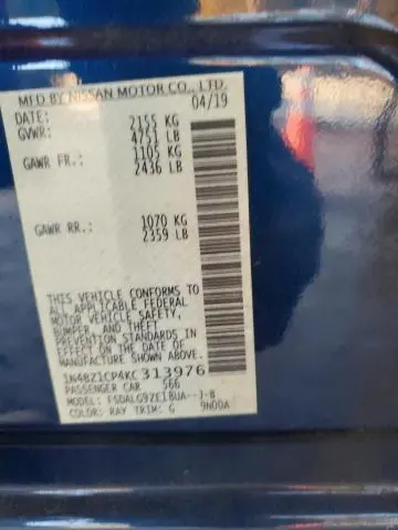 2019 NISSAN LEAF S PLUS  