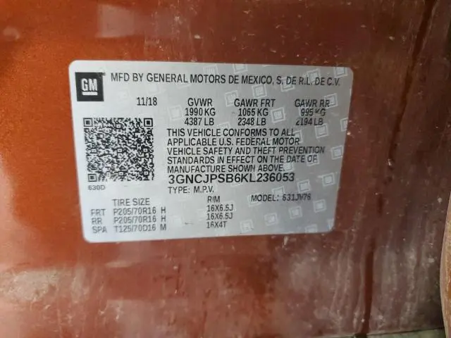 2019 CHEVROLET TRAX 1LT  