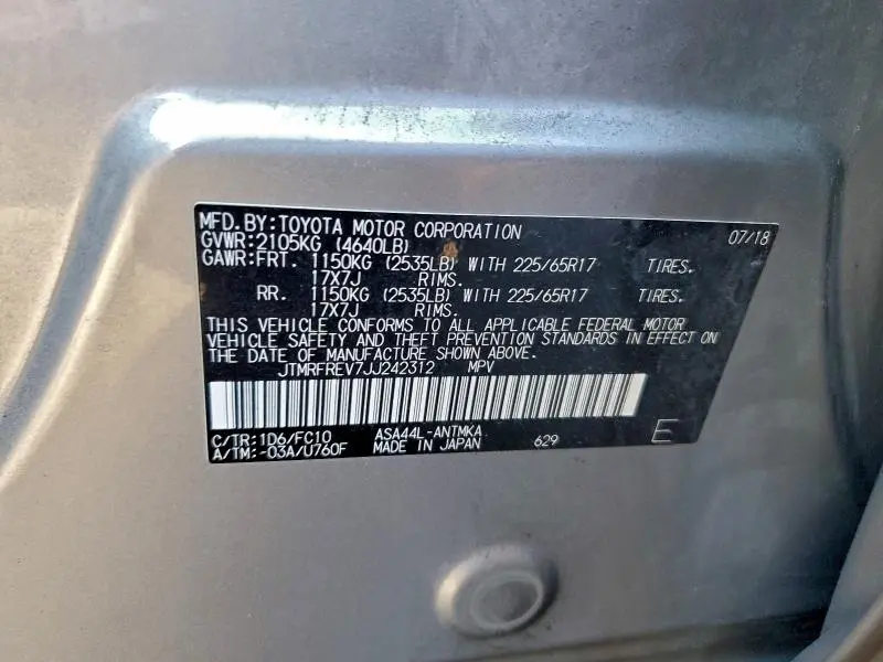 2018 TOYOTA RAV4 XLE  