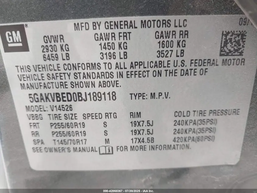 2011 BUICK ENCLAVE 1XL