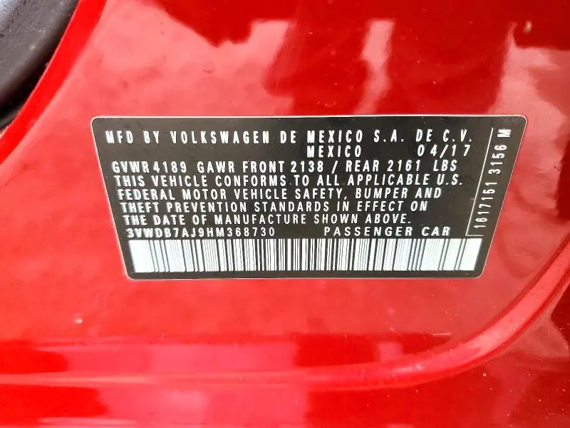 2017 VOLKSWAGEN JETTA SE  