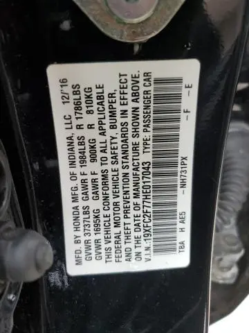 2017 HONDA CIVIC EX